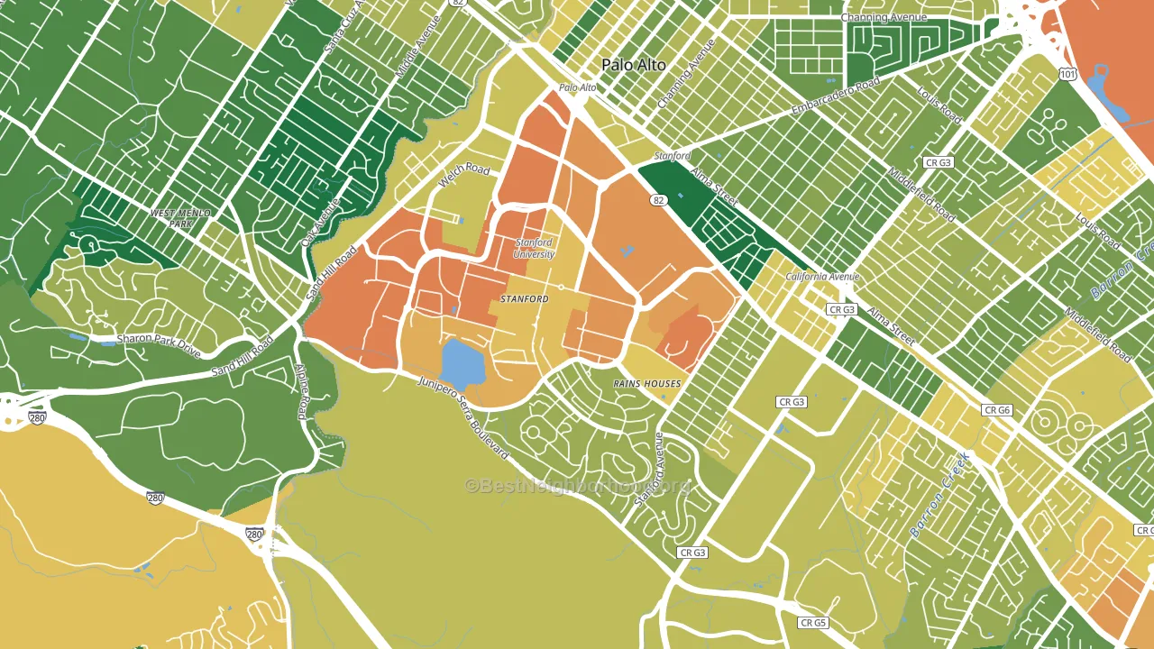 Stanford University, Stanford, CA block-group voter-turnout map