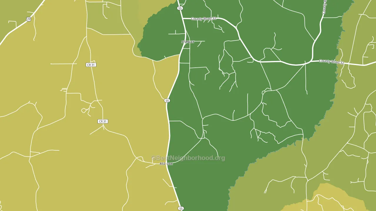 Stanley, AL block-group voter-turnout map