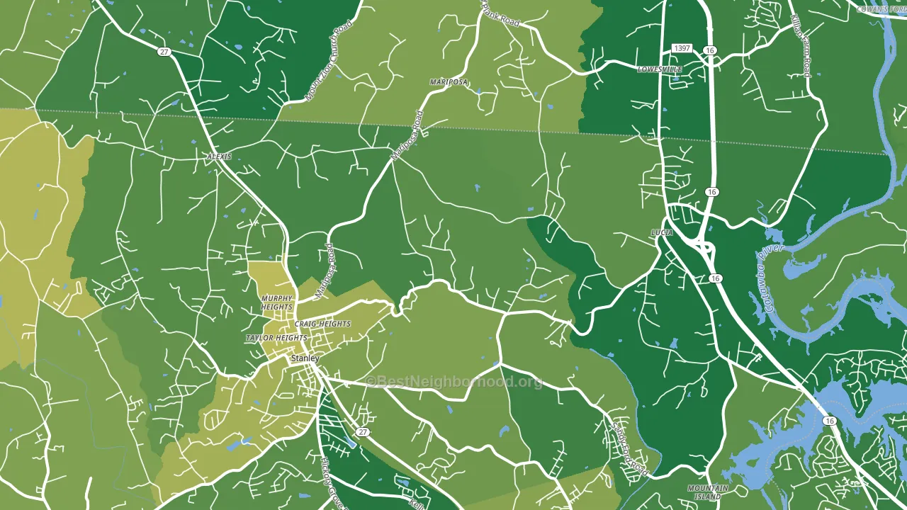 Stanley, NC block-group voter-turnout map
