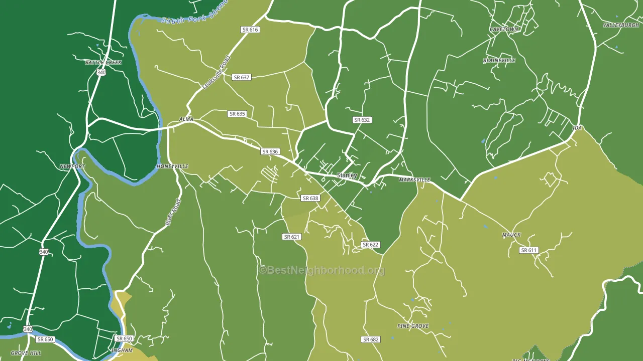 Stanley, VA block-group voter-turnout map