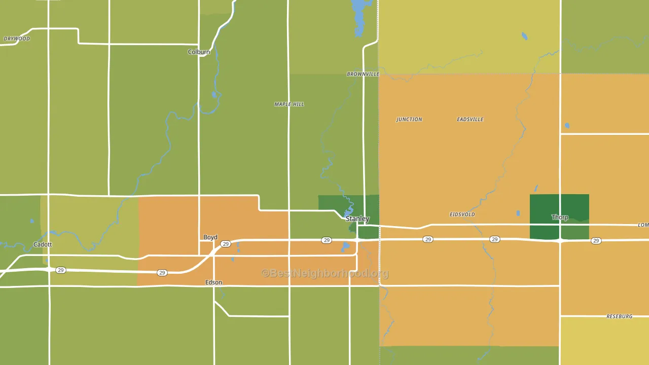 Stanley, WI block-group voter-turnout map