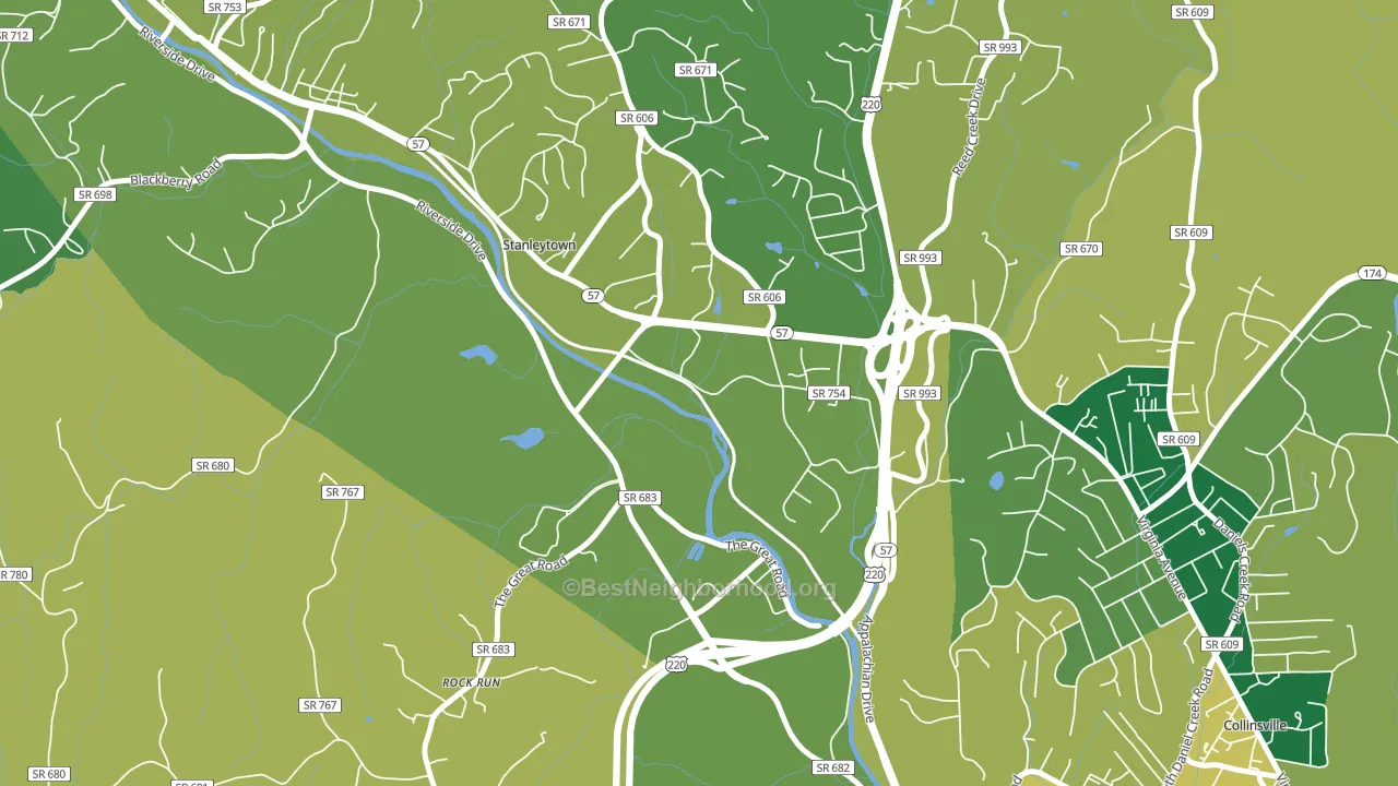 Stanleytown, VA block-group voter-turnout map