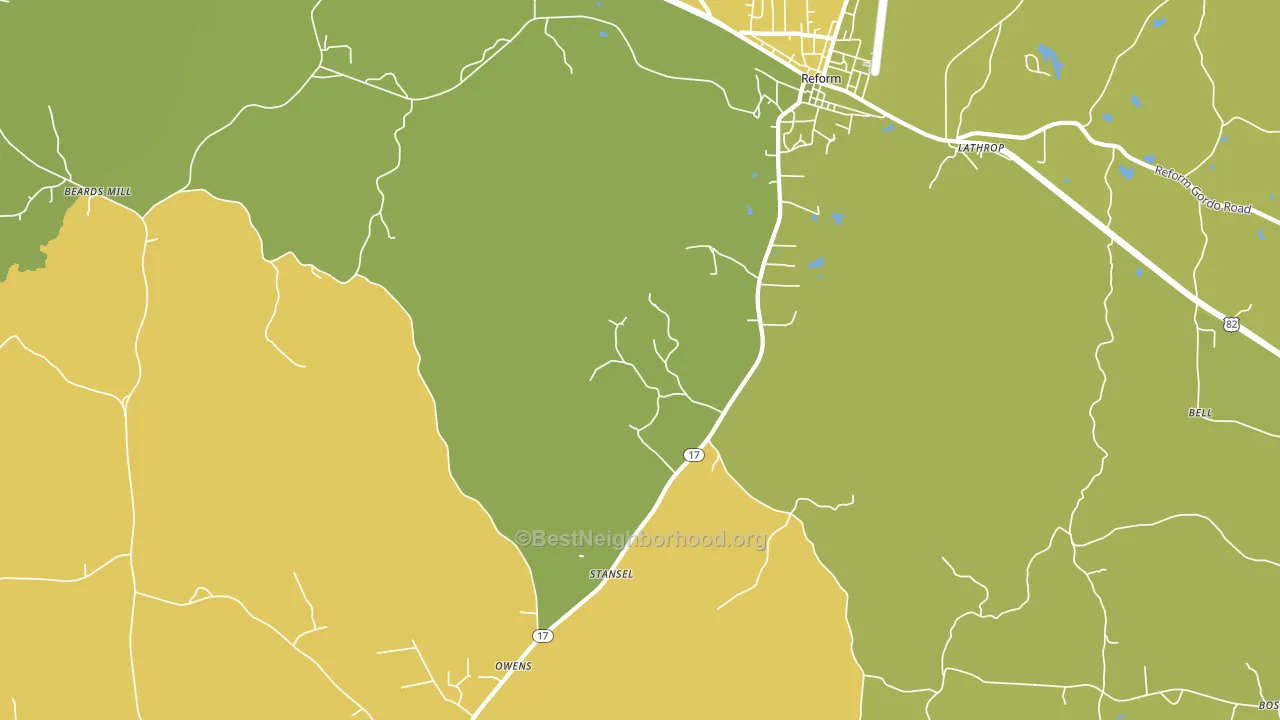 Stansel, AL block-group voter-turnout map