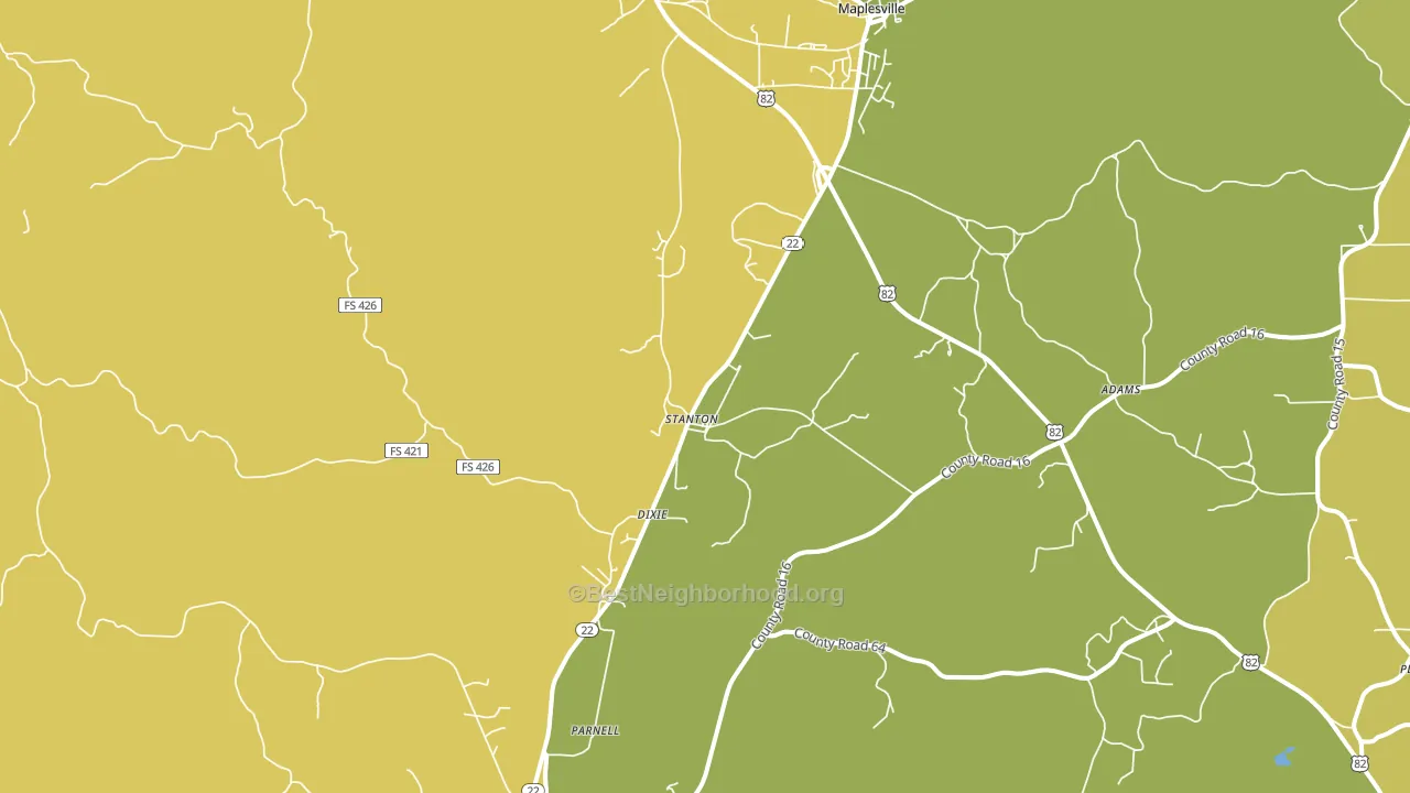 Stanton, AL block-group voter-turnout map
