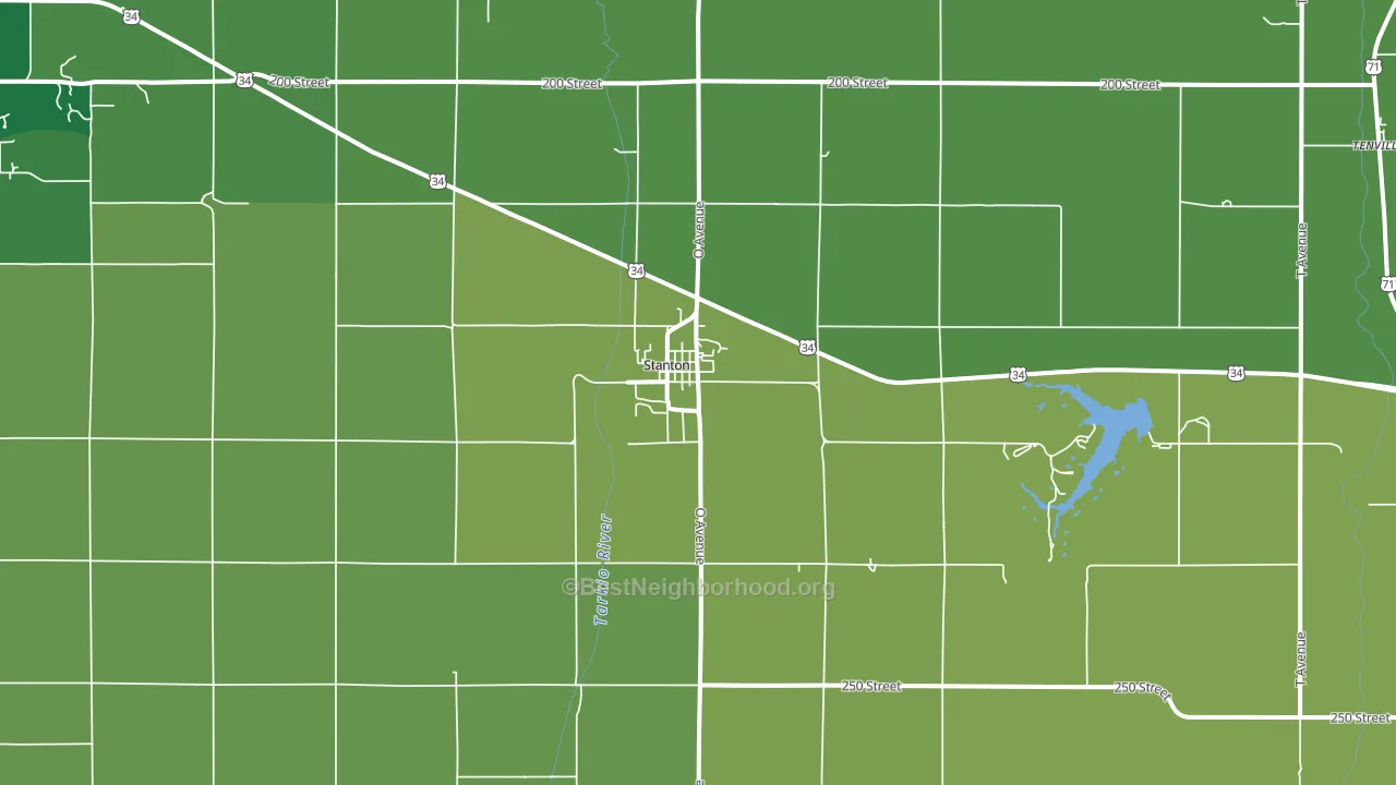 Stanton, IA block-group voter-turnout map