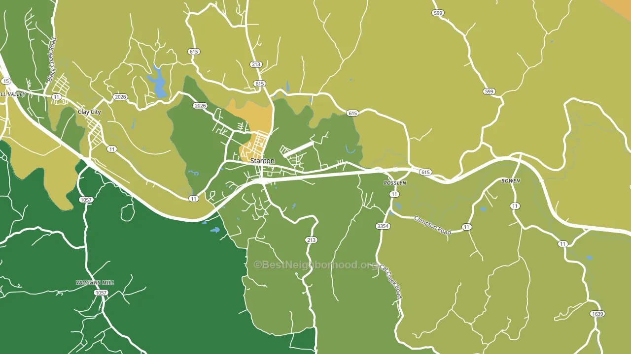 Stanton, KY block-group voter-turnout map