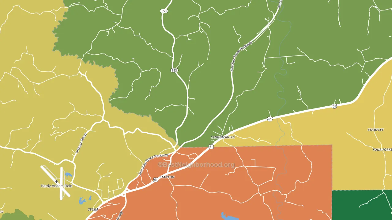 Stanton, MS block-group voter-turnout map