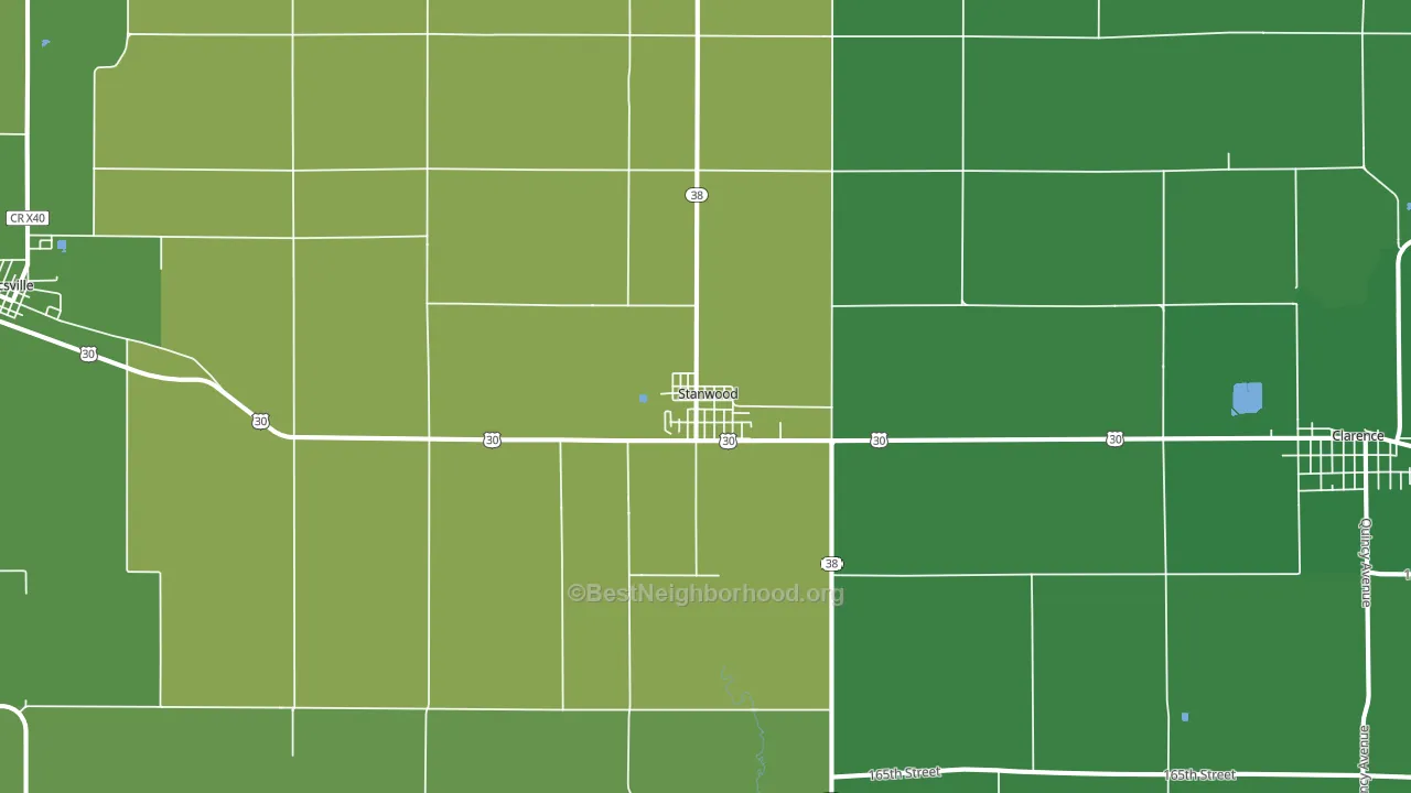 Stanwood, IA block-group voter-turnout map