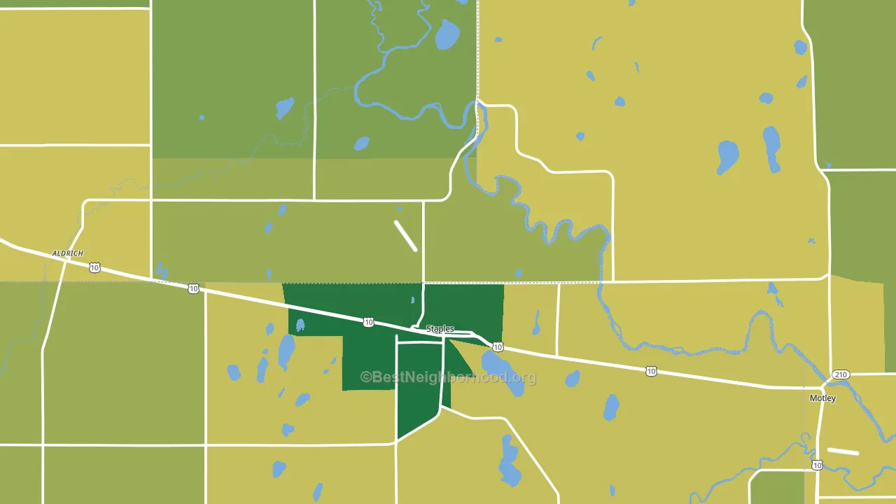 Staples, MN block-group voter-turnout map