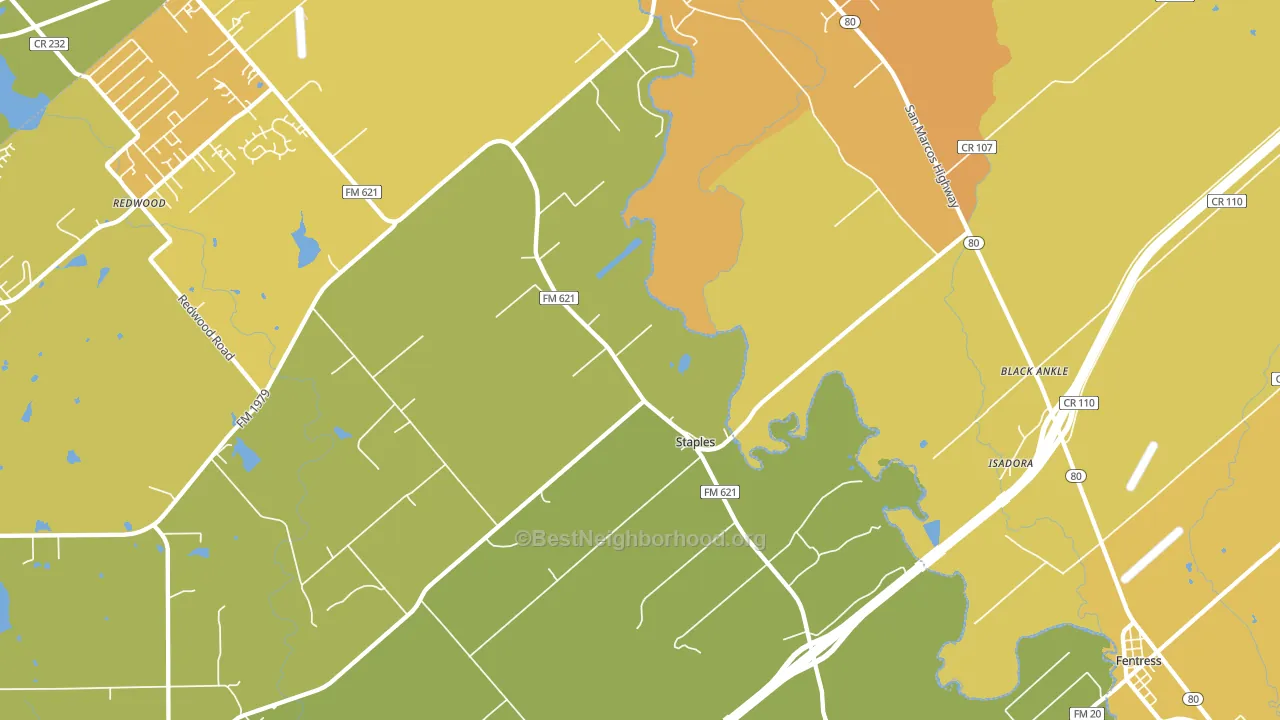 Staples, TX block-group voter-turnout map