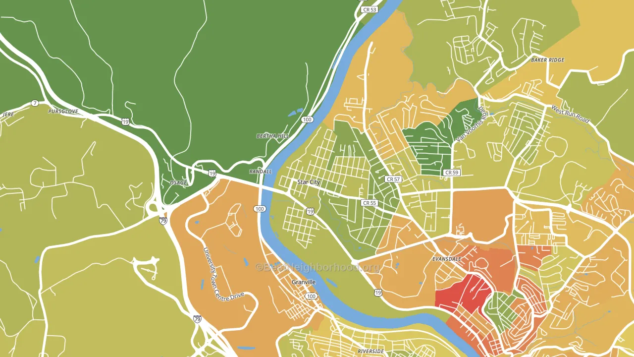 Star City, WV block-group voter-turnout map