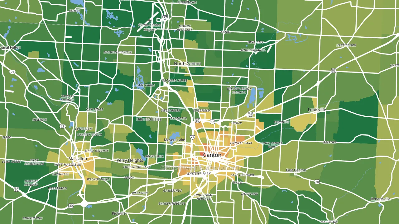 Stark County, OH block-group voter-turnout map
