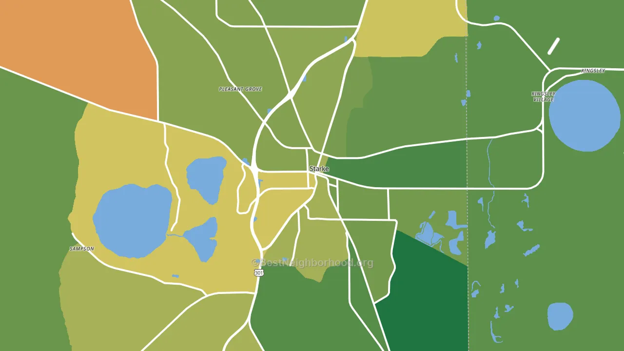 Starke, FL block-group voter-turnout map
