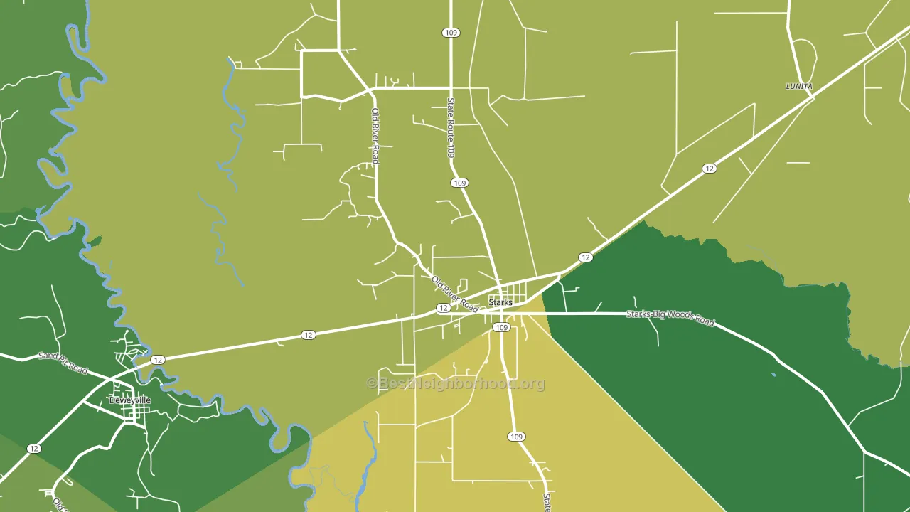 Starks, LA block-group voter-turnout map