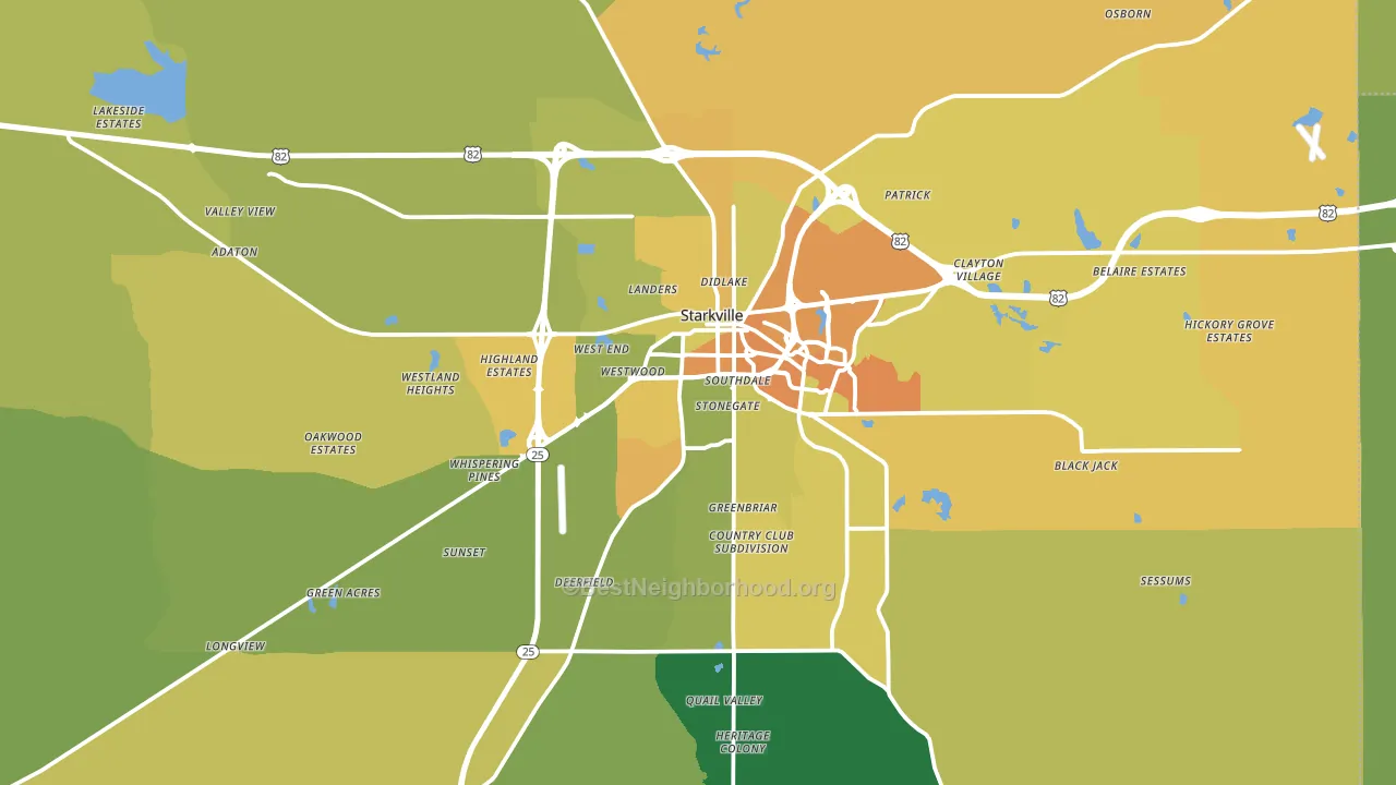 Starkville, MS block-group voter-turnout map