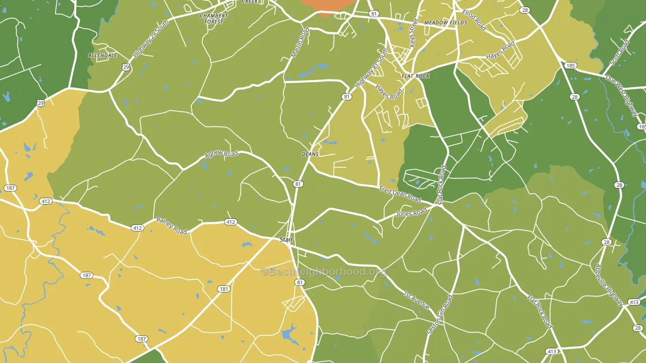 Starr, SC block-group voter-turnout map