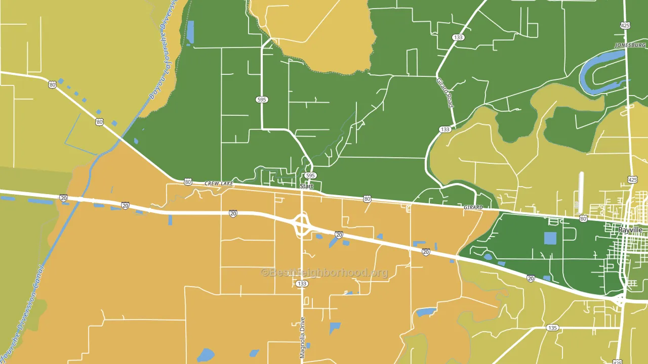 Start, LA block-group voter-turnout map