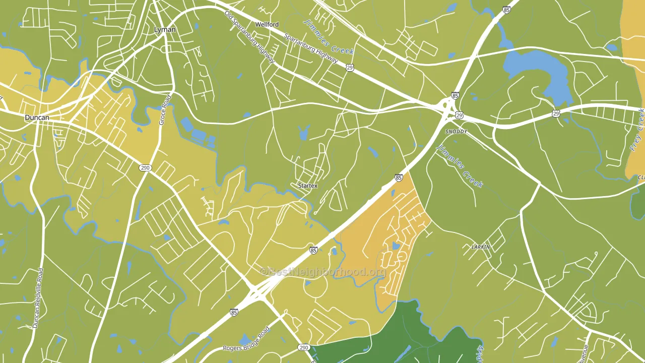 Startex, SC block-group voter-turnout map