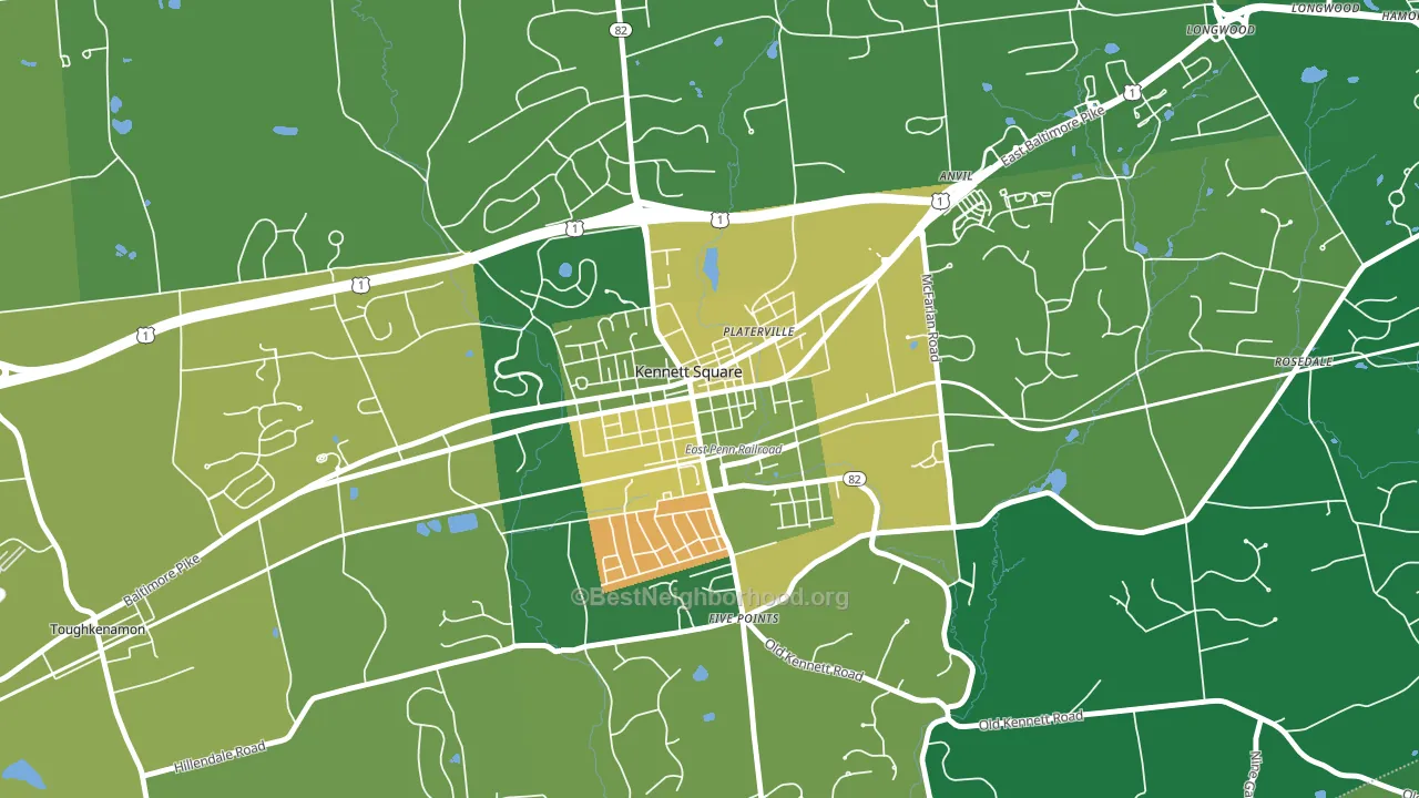 State and Cypress, Kennett Square, PA block-group voter-turnout map