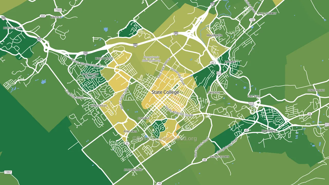 State College, PA block-group voter-turnout map