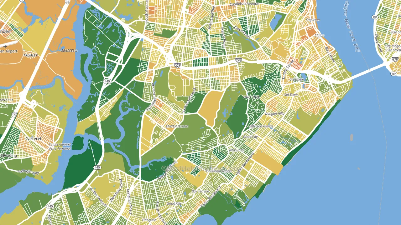 Staten Island, NY block-group voter-turnout map