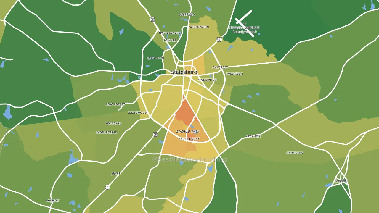 Statesboro, GA block-group voter-turnout map