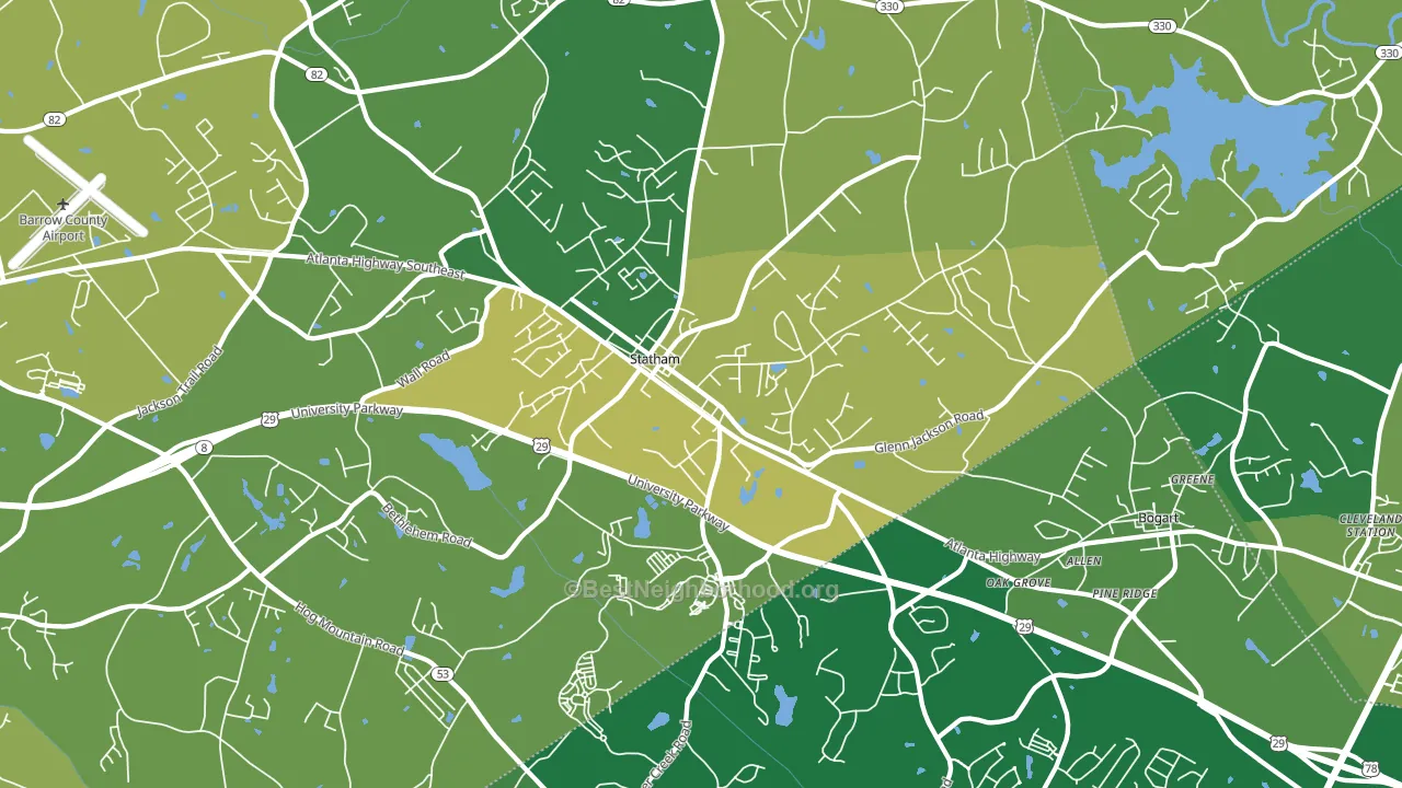 Statham, GA block-group voter-turnout map