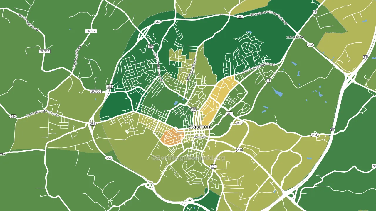 Staunton City, VA block-group voter-turnout map