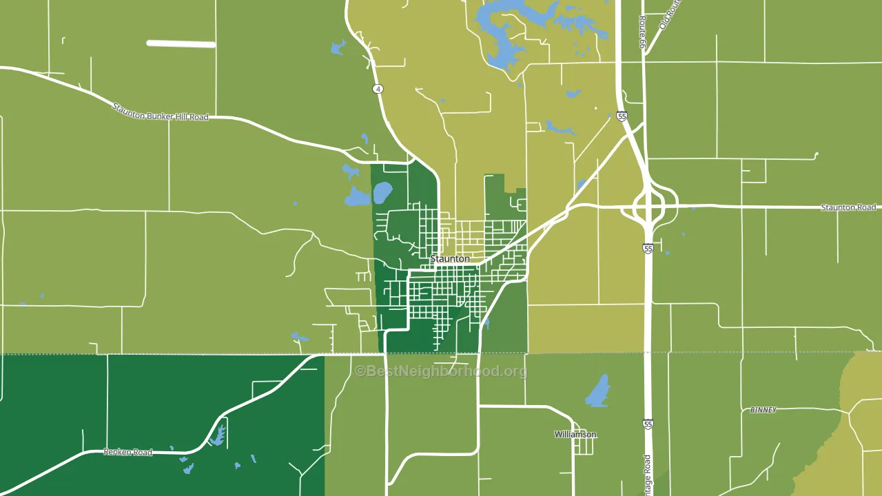 Staunton, IL block-group voter-turnout map