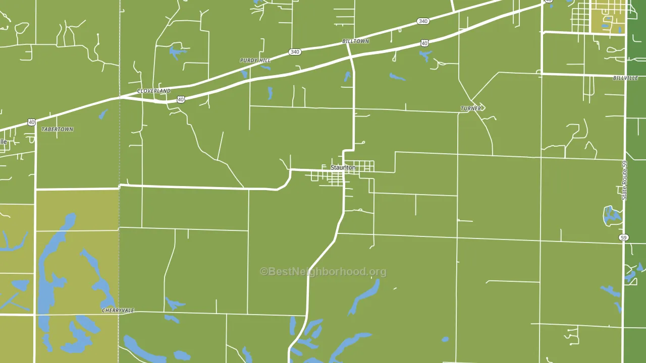 Staunton, IN block-group voter-turnout map