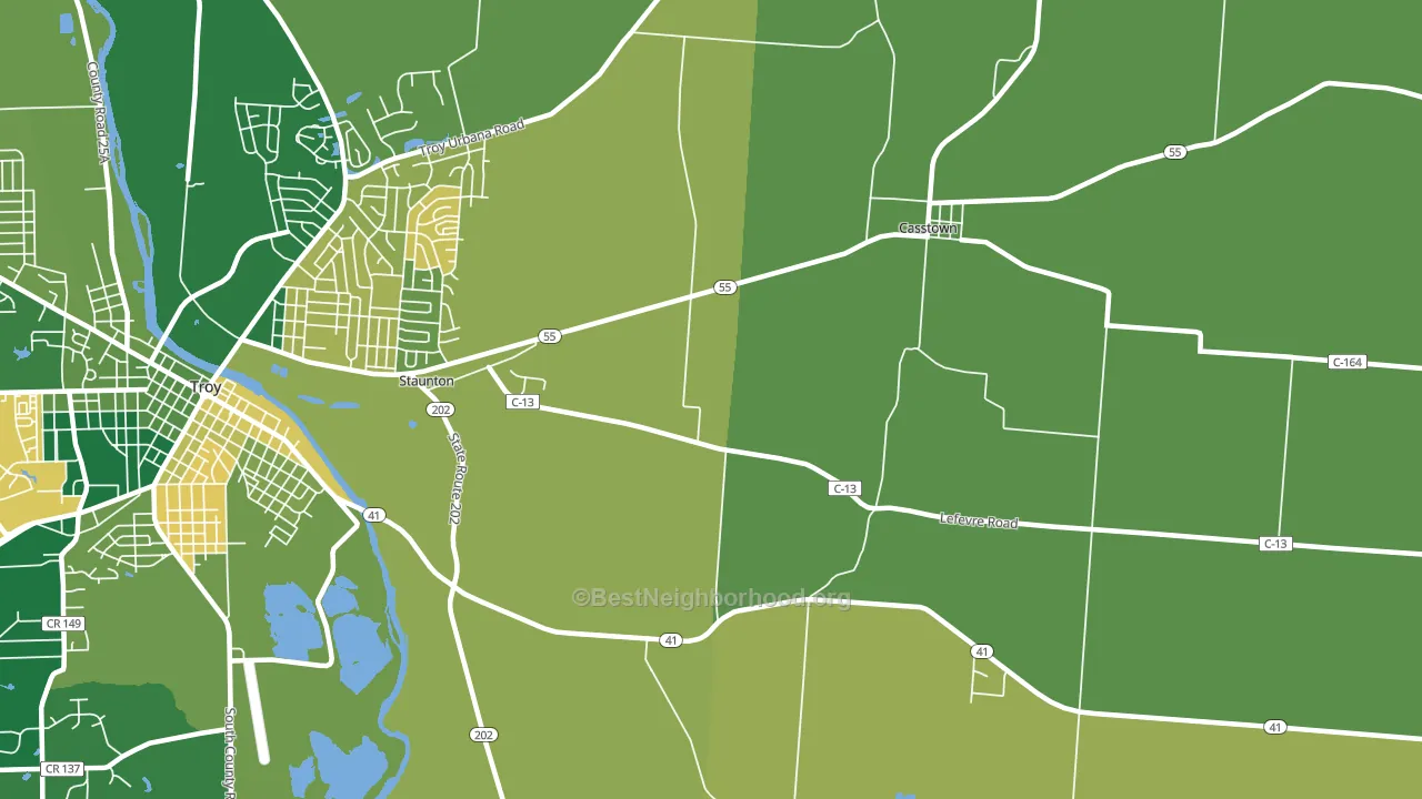 Staunton, OH block-group voter-turnout map