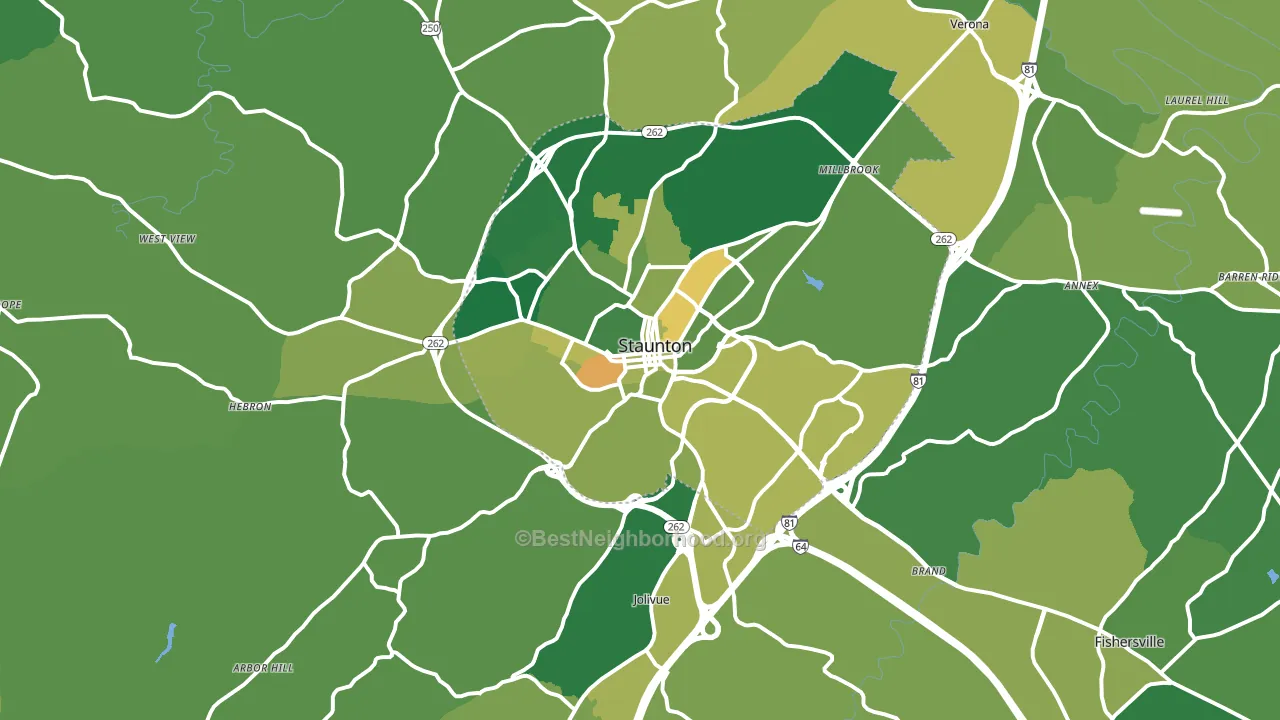 Staunton, VA block-group voter-turnout map