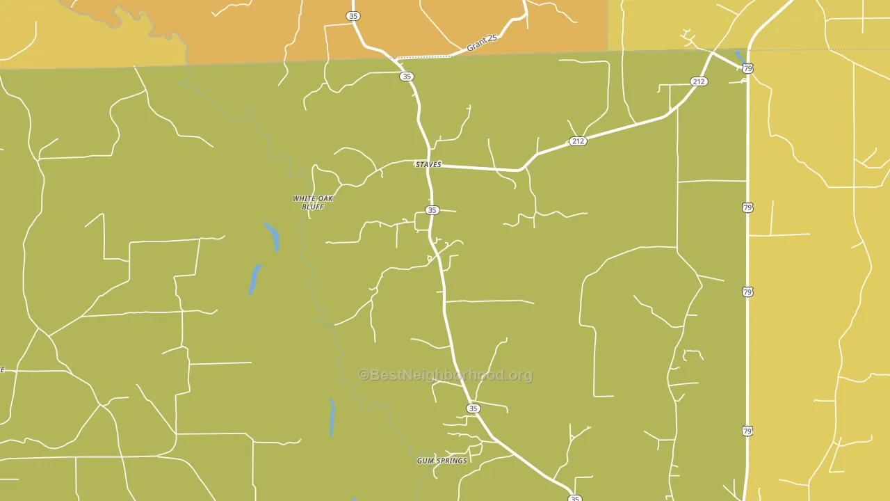 Staves, AR block-group voter-turnout map
