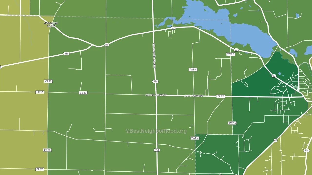 Steam Corners, OH block-group voter-turnout map