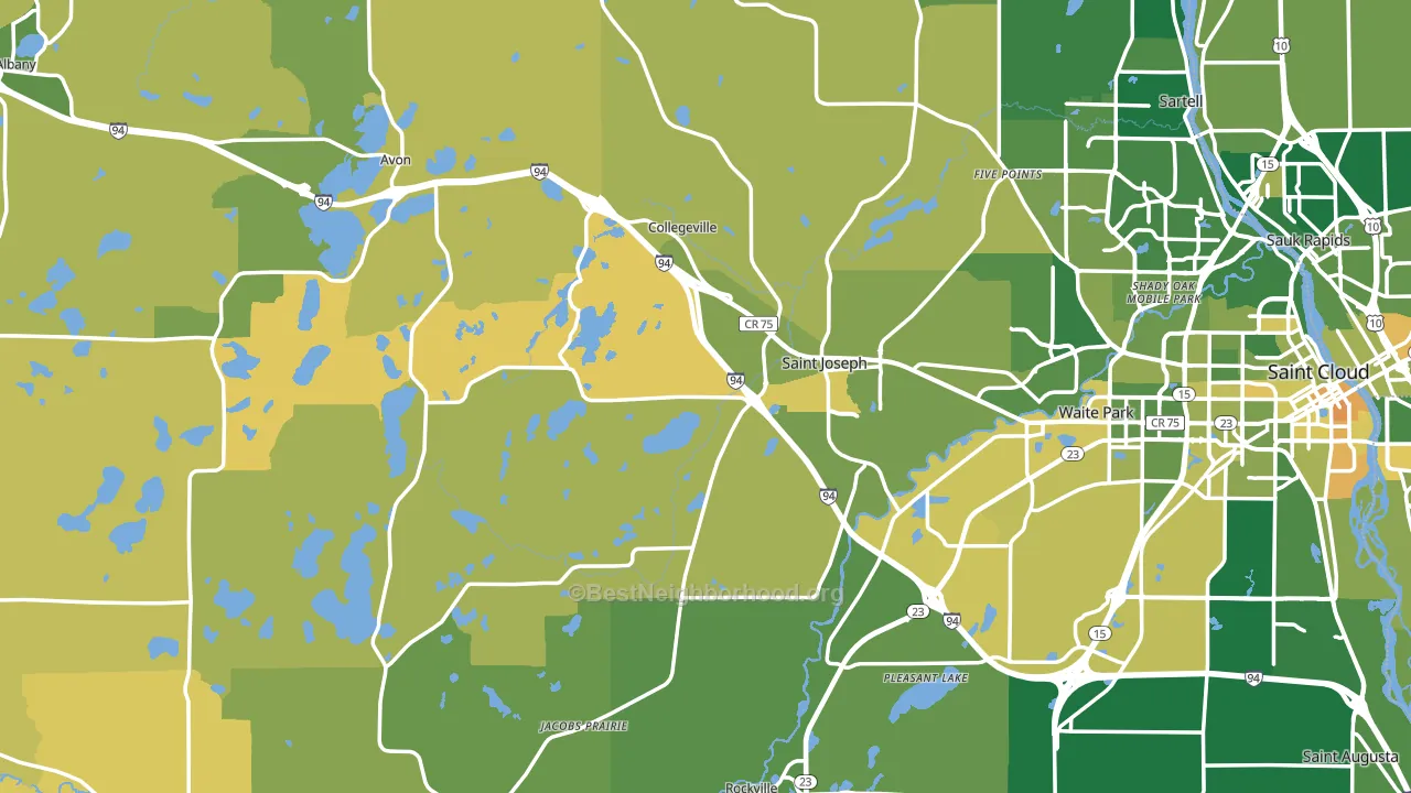 Stearns County, MN block-group voter-turnout map