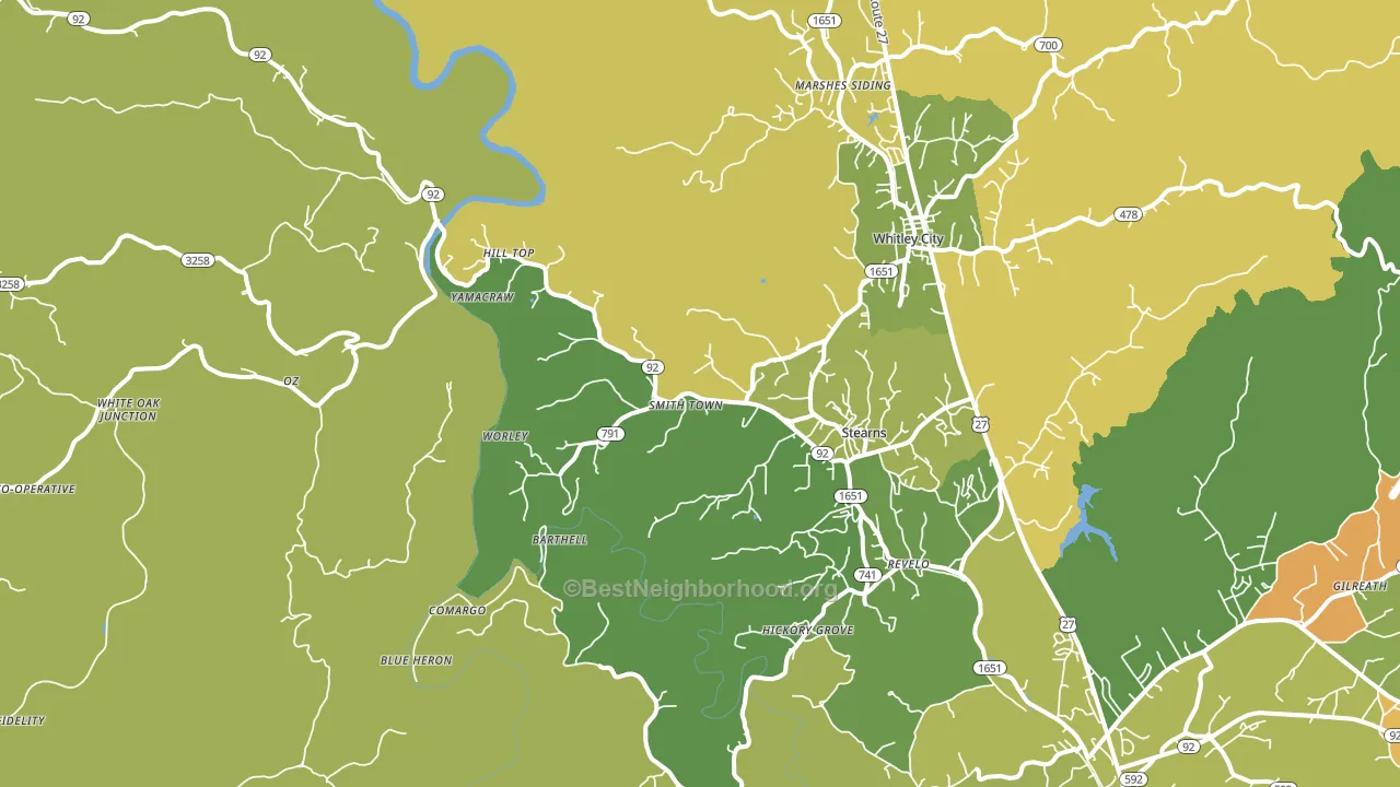 Stearns, KY block-group voter-turnout map