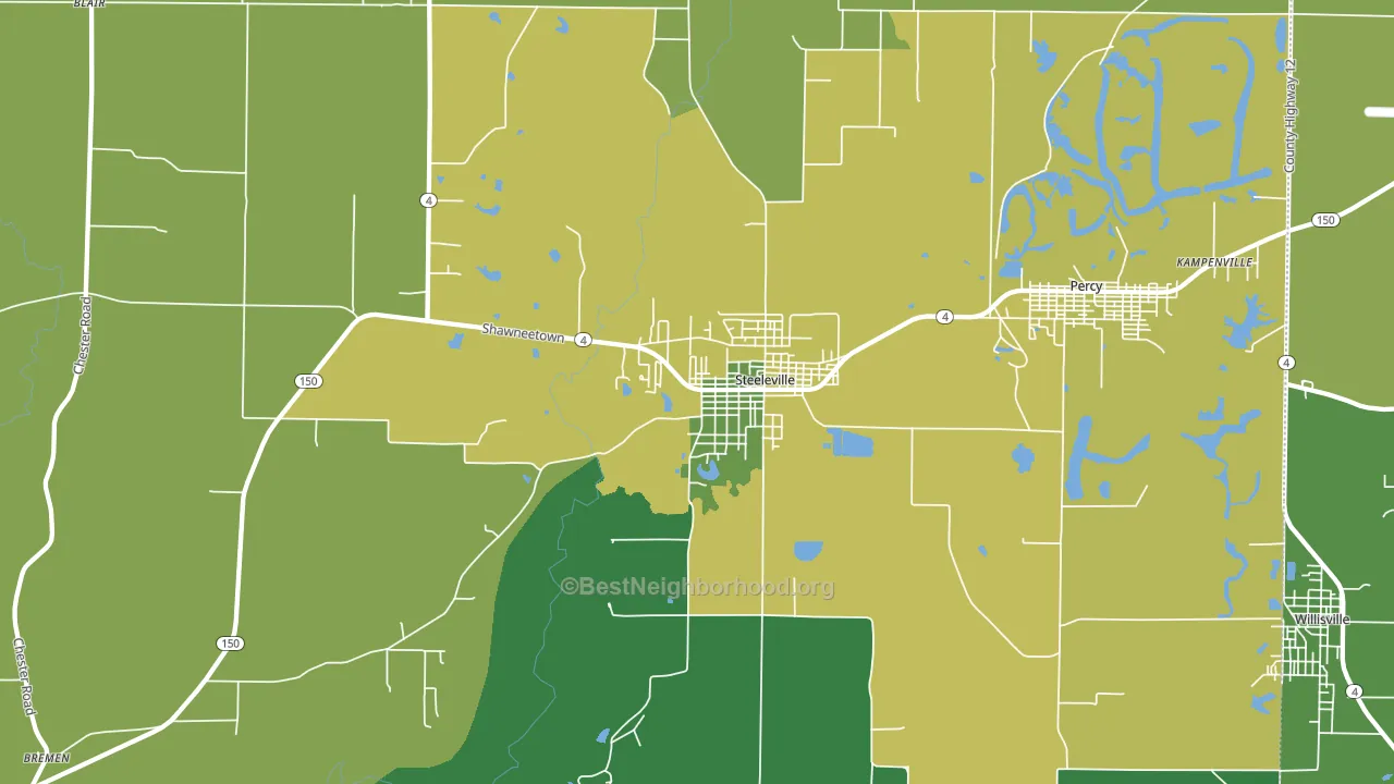 Steeleville, IL block-group voter-turnout map