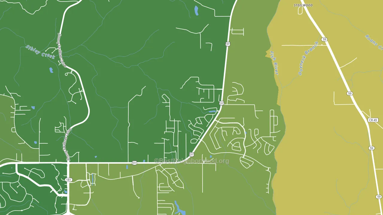 Steelwood, AL block-group voter-turnout map