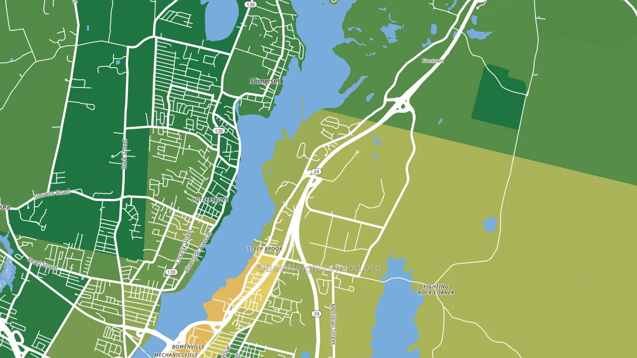 Steep Brook, Fall River, MA block-group voter-turnout map