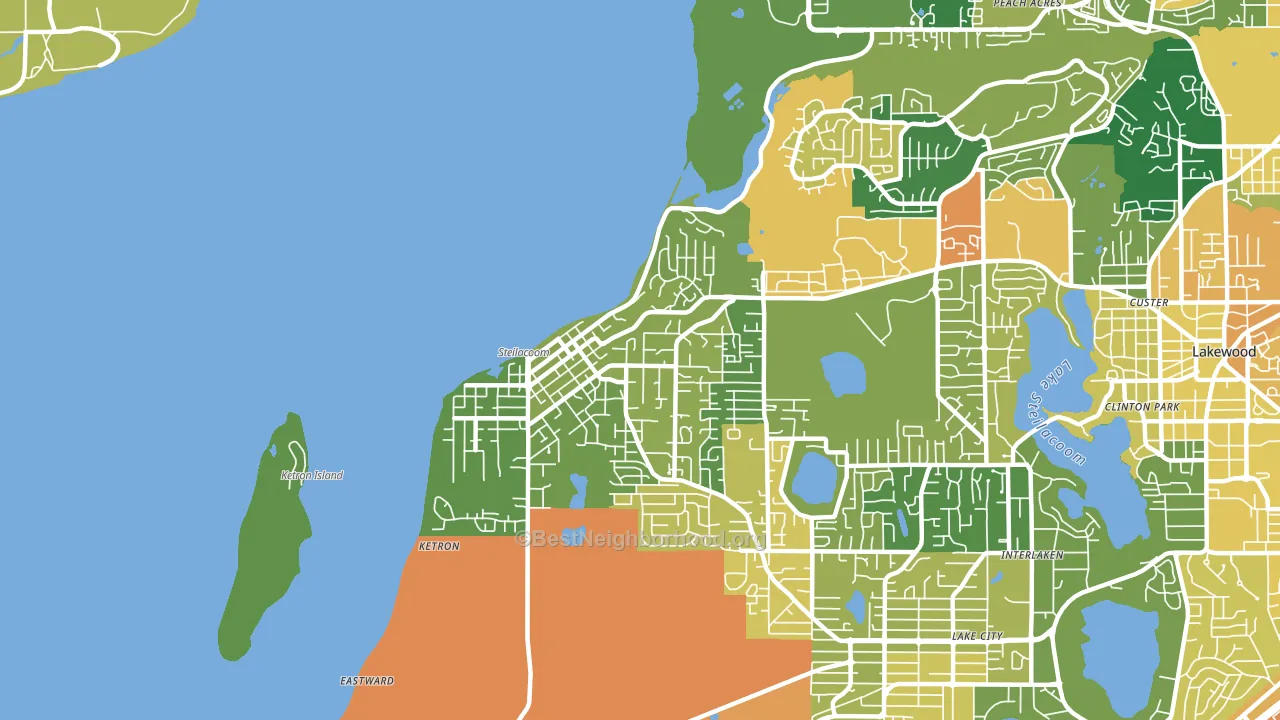 Steilacoom, WA block-group voter-turnout map