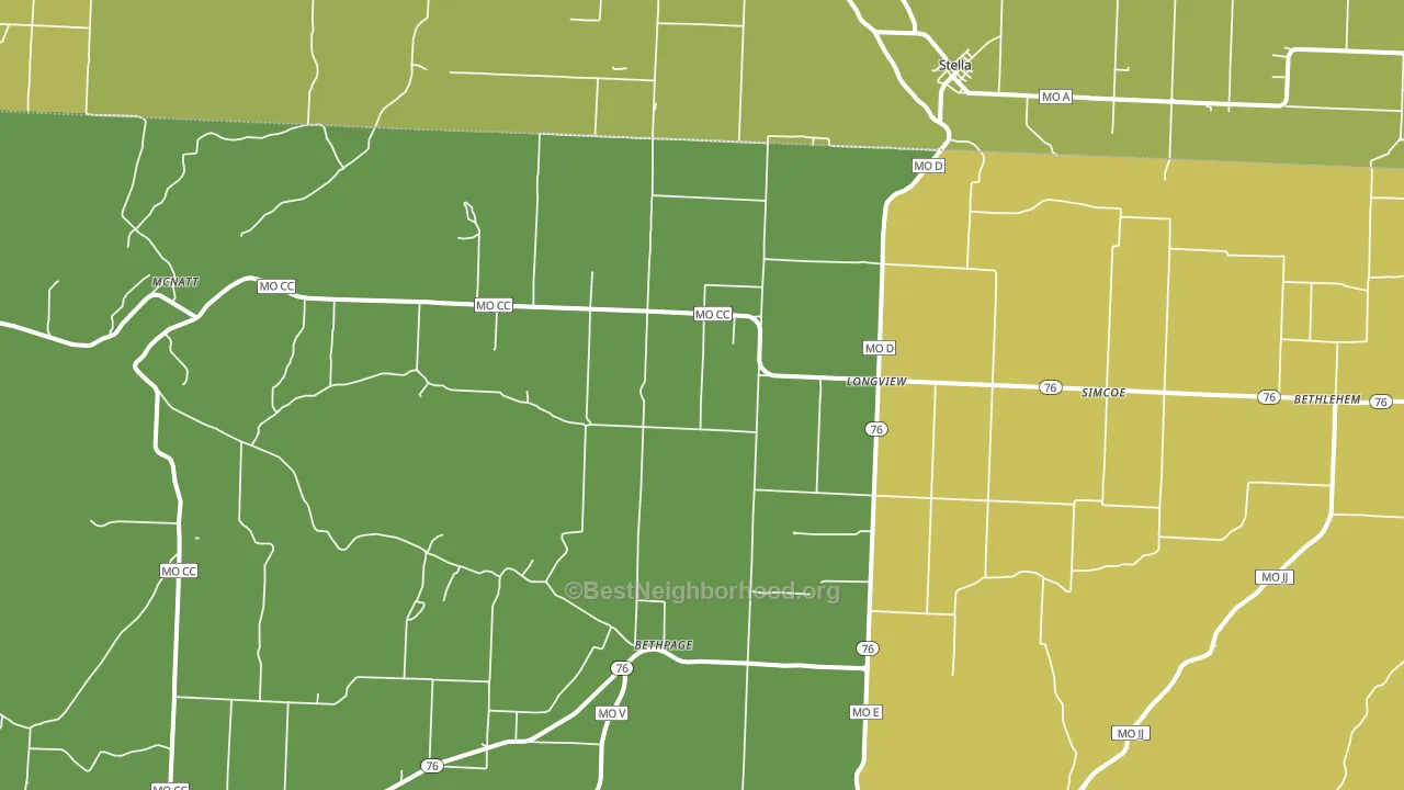 Stella, MO block-group voter-turnout map