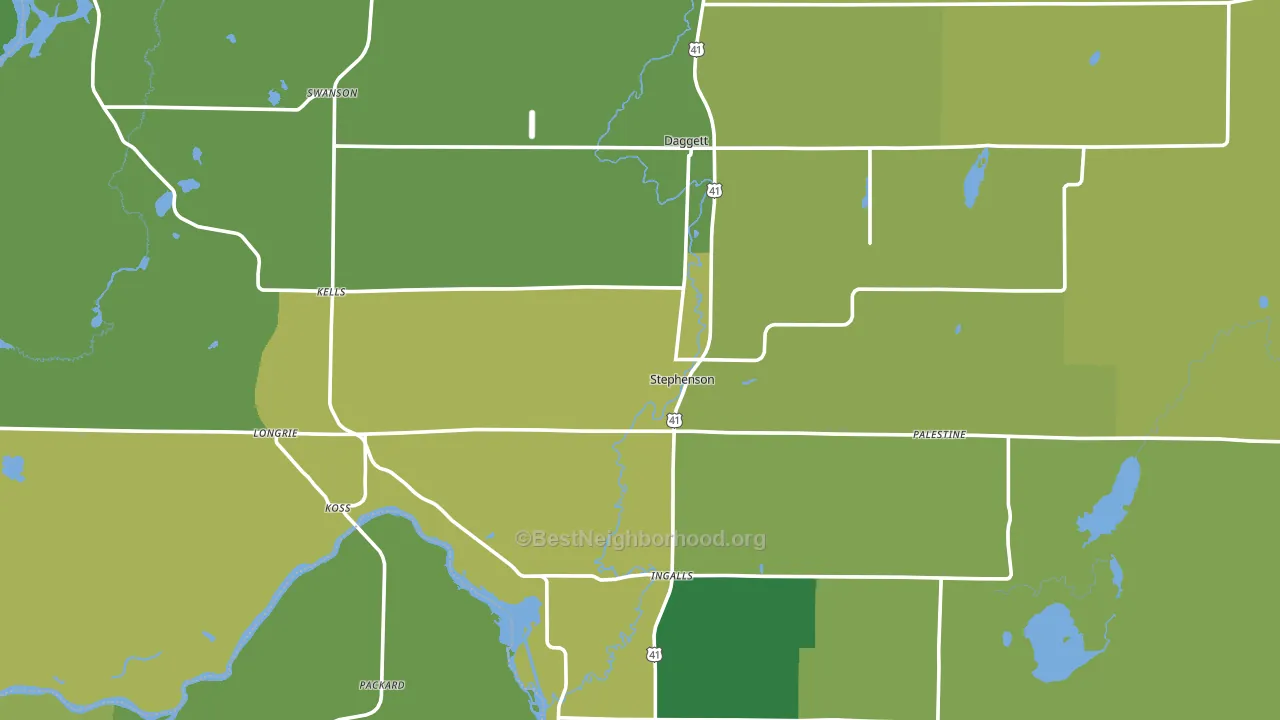 Stephenson, MI block-group voter-turnout map