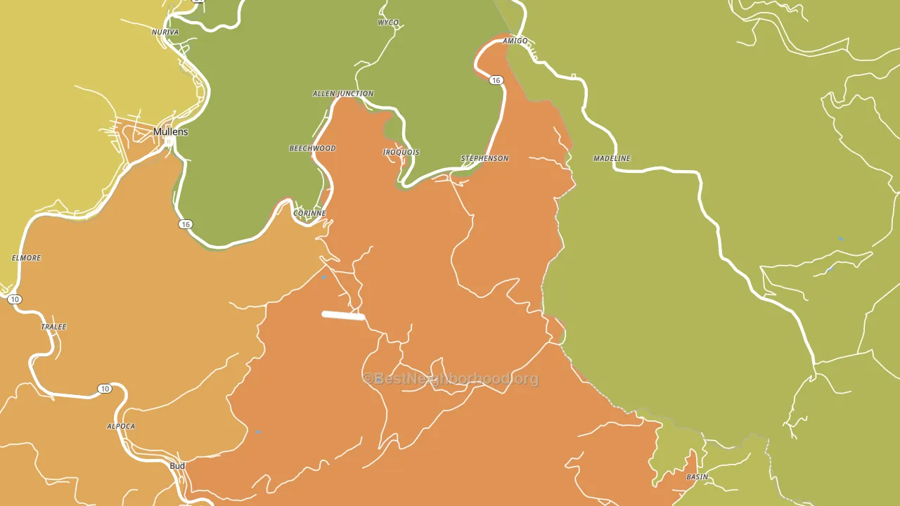 Stephenson, WV block-group voter-turnout map