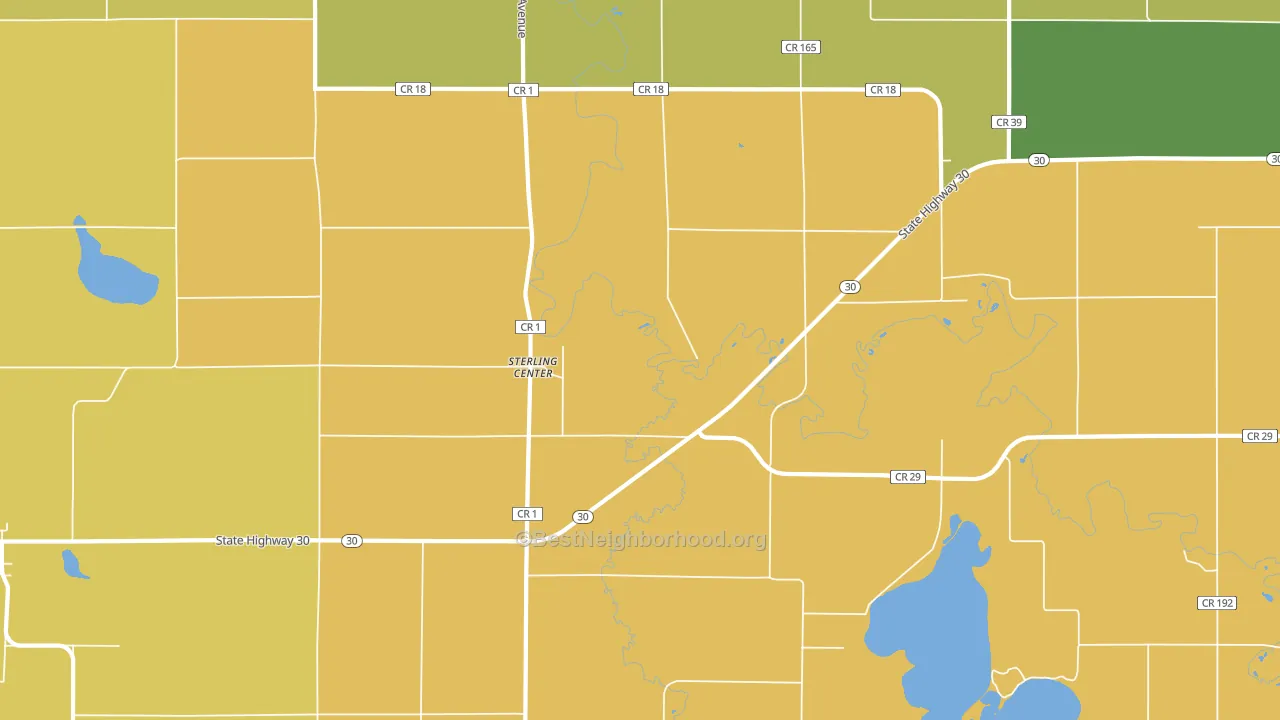 Sterling Center, MN block-group voter-turnout map