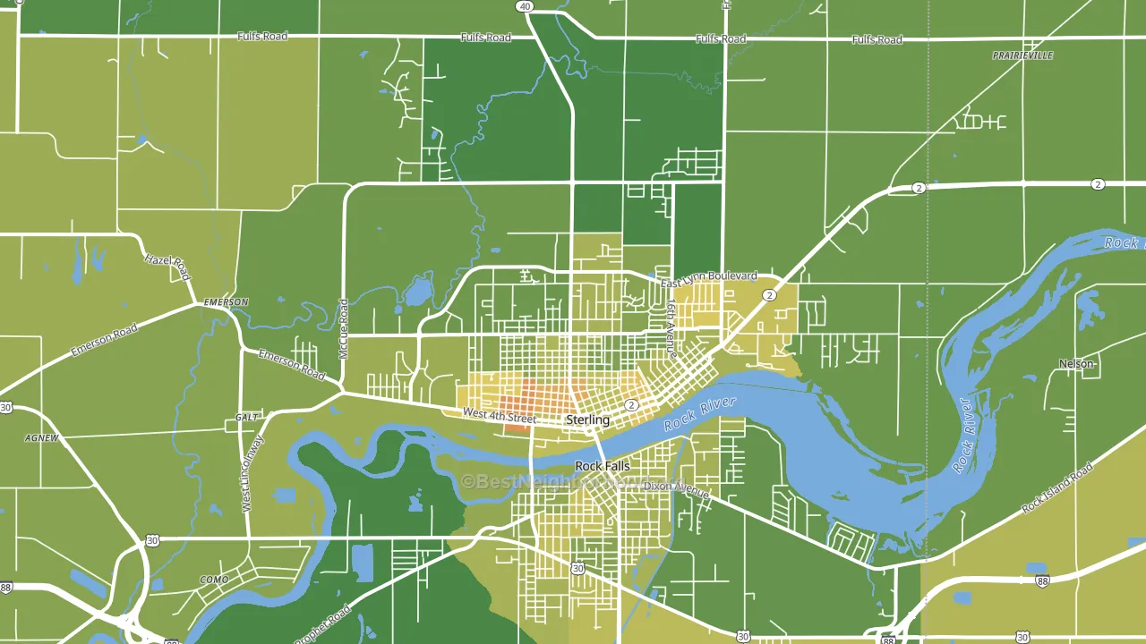 Sterling, IL block-group voter-turnout map