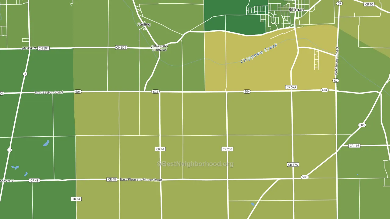 Sterling, OH block-group voter-turnout map