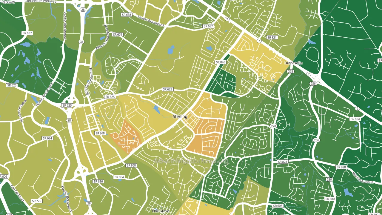 Sterling Park, Sterling, VA block-group voter-turnout map