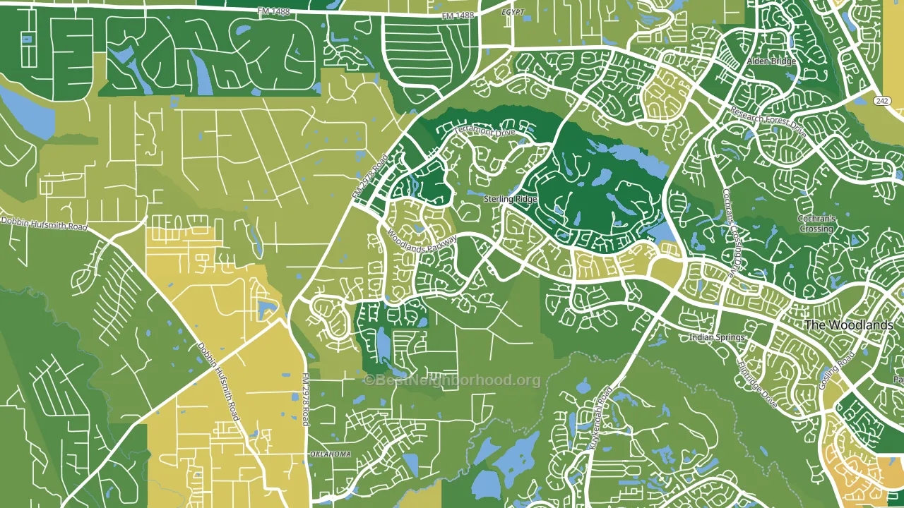 Sterling Ridge, The Woodlands, TX block-group voter-turnout map