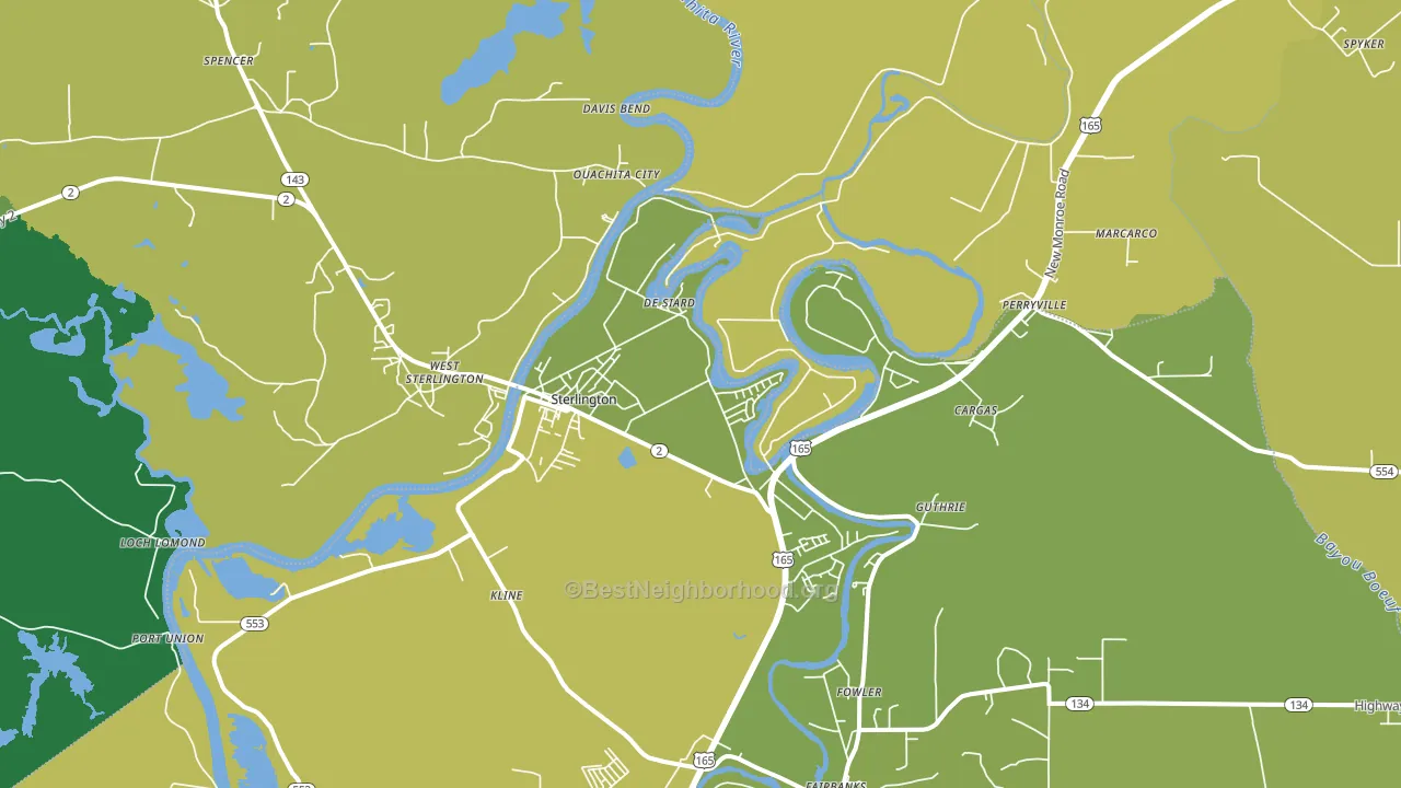 Sterlington, LA block-group voter-turnout map