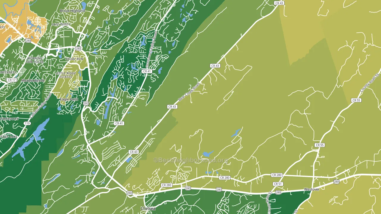 Sterrett, AL block-group voter-turnout map
